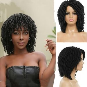 Short Dreadlock Glueless Wig Synthetic Afro Twist Braided Wigs Faux Locs